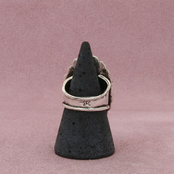 mexico sterling silver vintage beaded raw fire agate ring size 7 - Picture 3 of 3